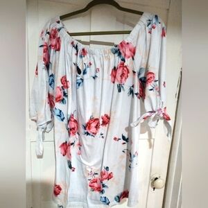 Chic Soul Pink and White Cuffed Sleeve Blouse